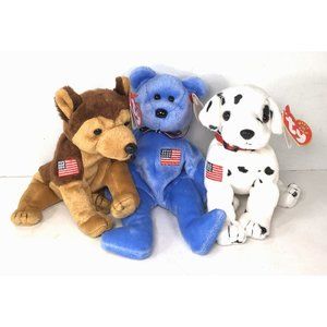 Ty Beanie Babies w/Tags 2001 Lot of Three- America-Courage-Rescue - 911 Memorial